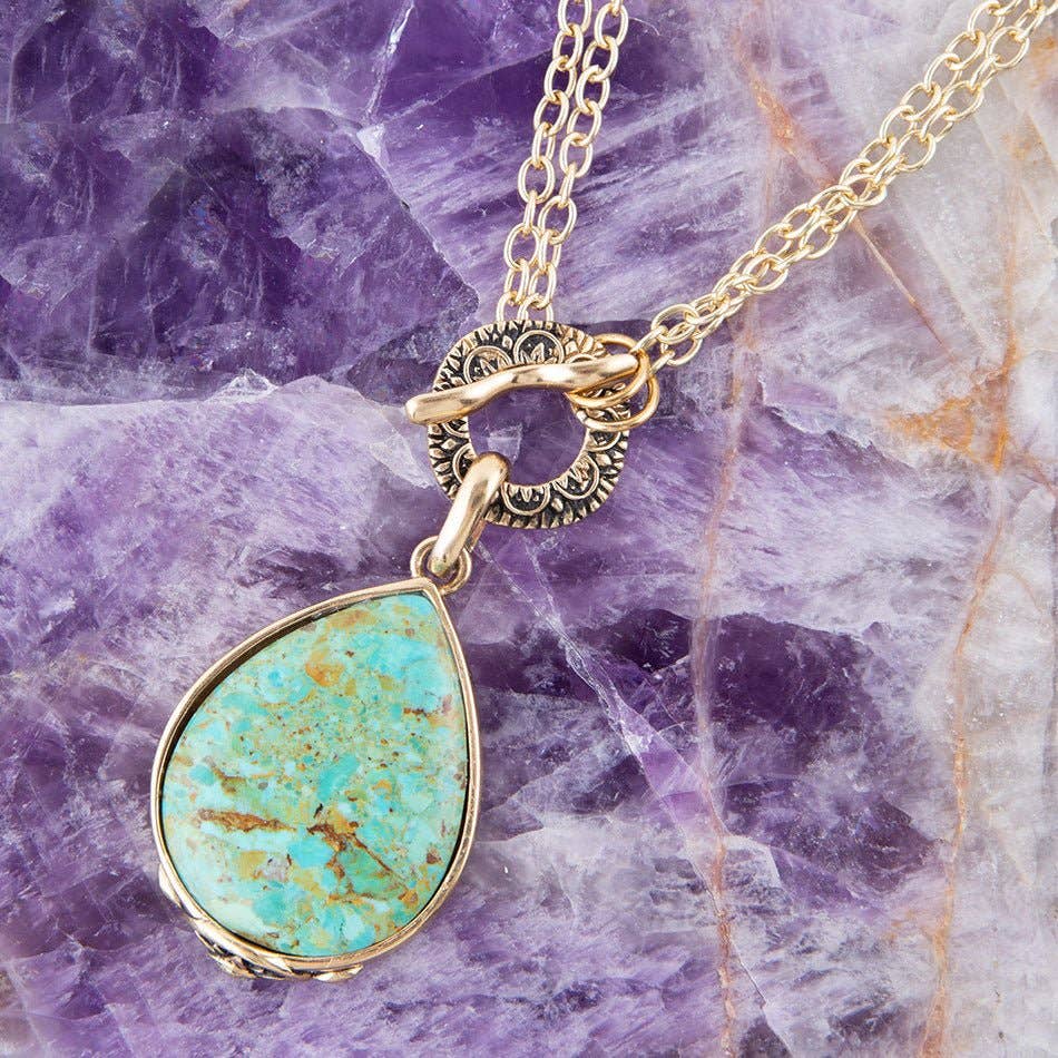 Abby Turquoise and Bronze Pendant Necklace