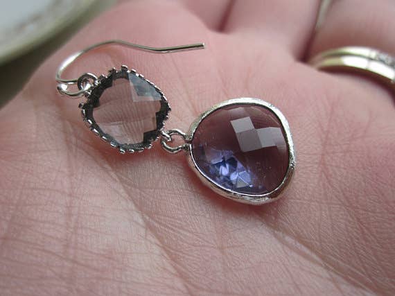 Tanzanite Earrings Purple Charcoal