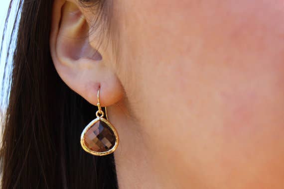 Large Champagne Blush Earrings Gold