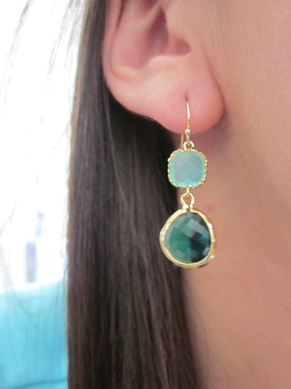 Emerald Green Earrings Aqua Mint