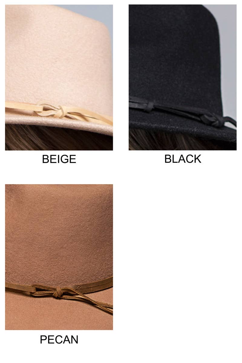 100 Percent Wool Panama & Belt Trim: Black