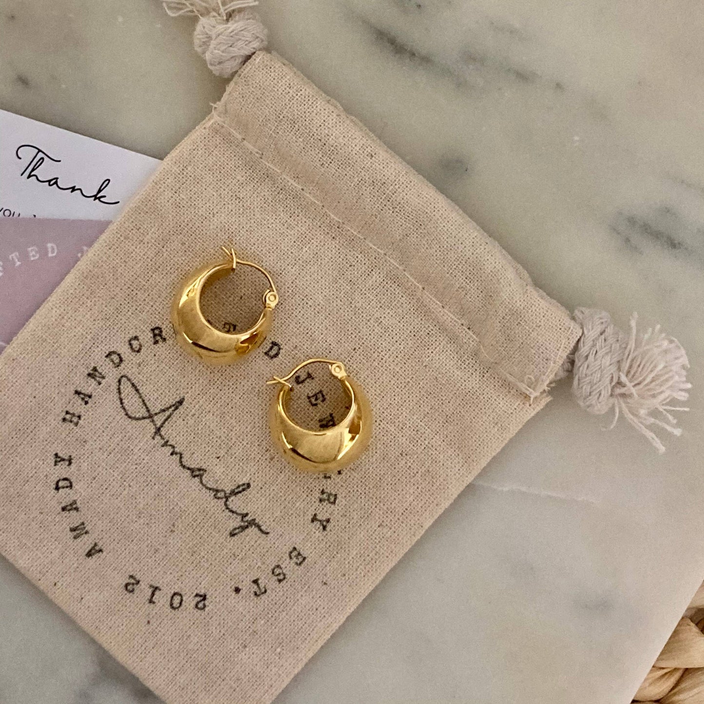 Hoop earrings 18k gold plated thick