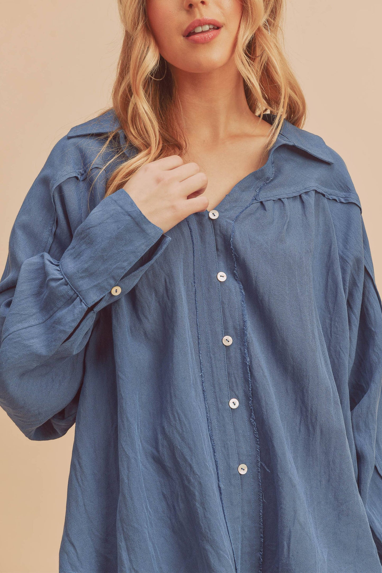 Mara Button Down Shirt: Blue