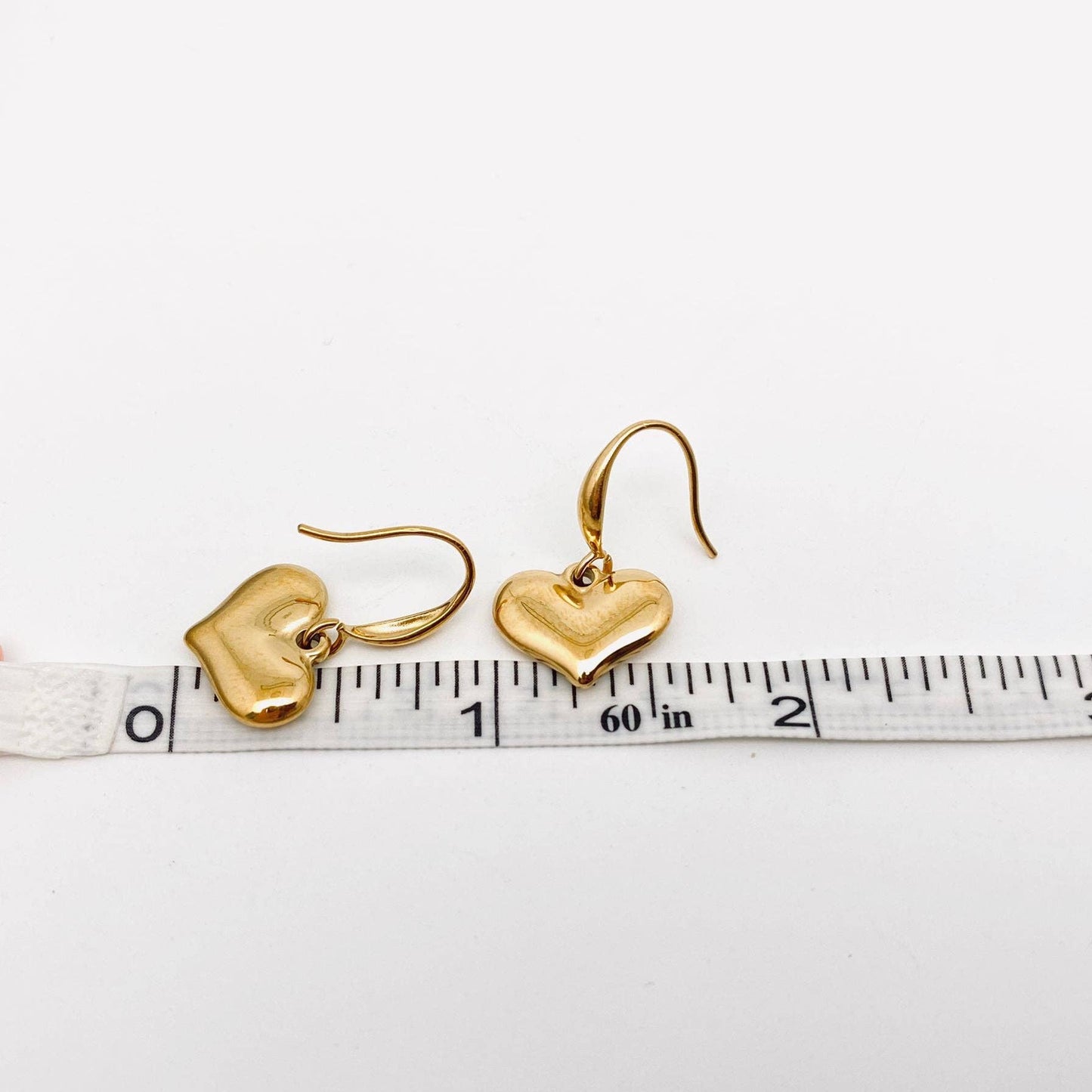 Heart Charm 18K Gold Plated Stainless Steel Earrings
