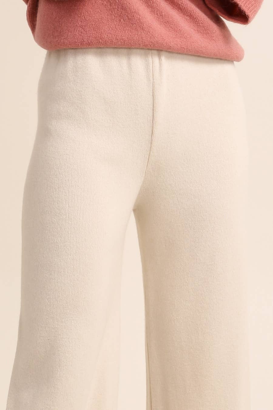 STRAIGHT CUT CASHMERE AND WOOL PANTS: Beige