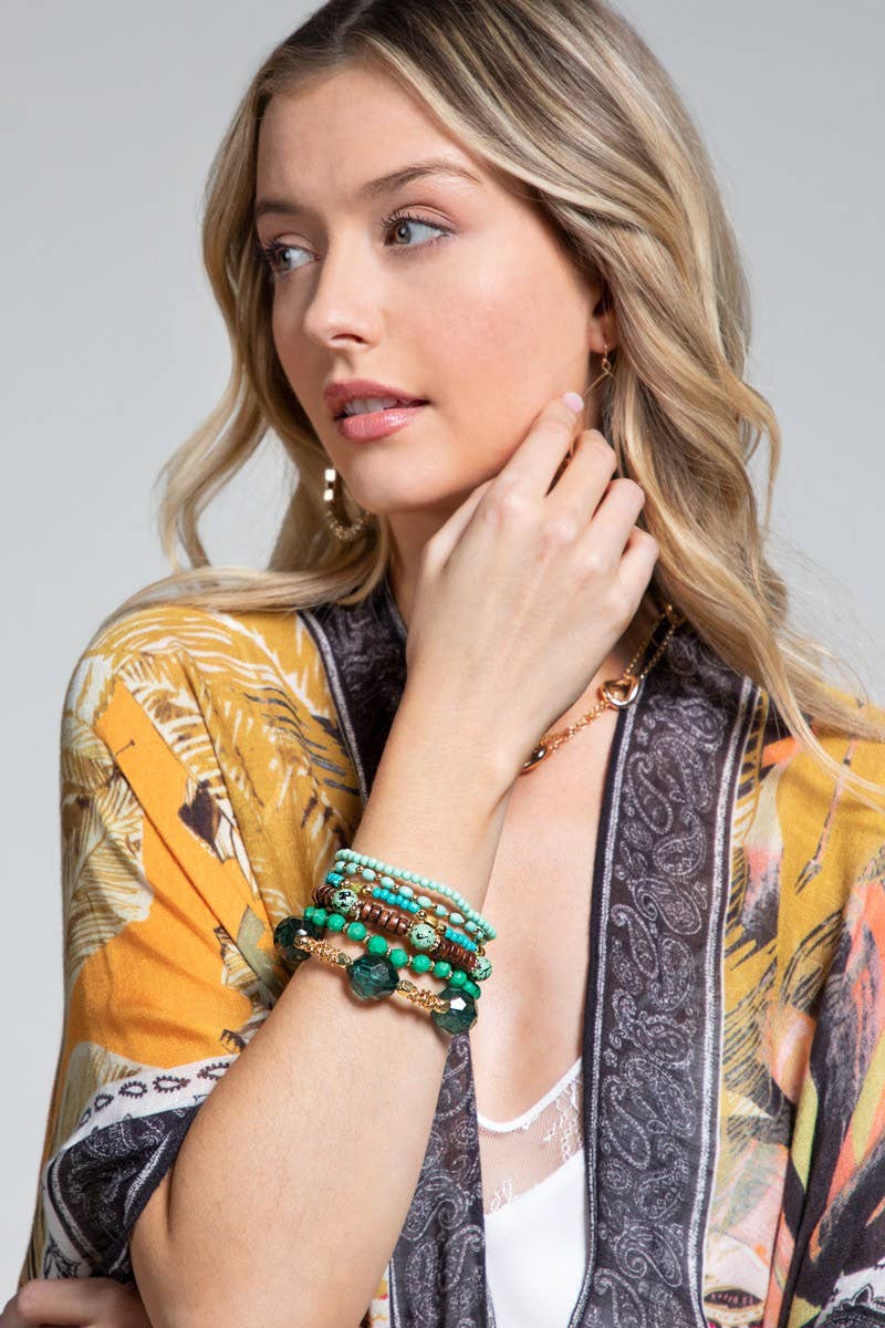 6 Layered Boho Multi Layered Bracelet: Deep Sea Blue