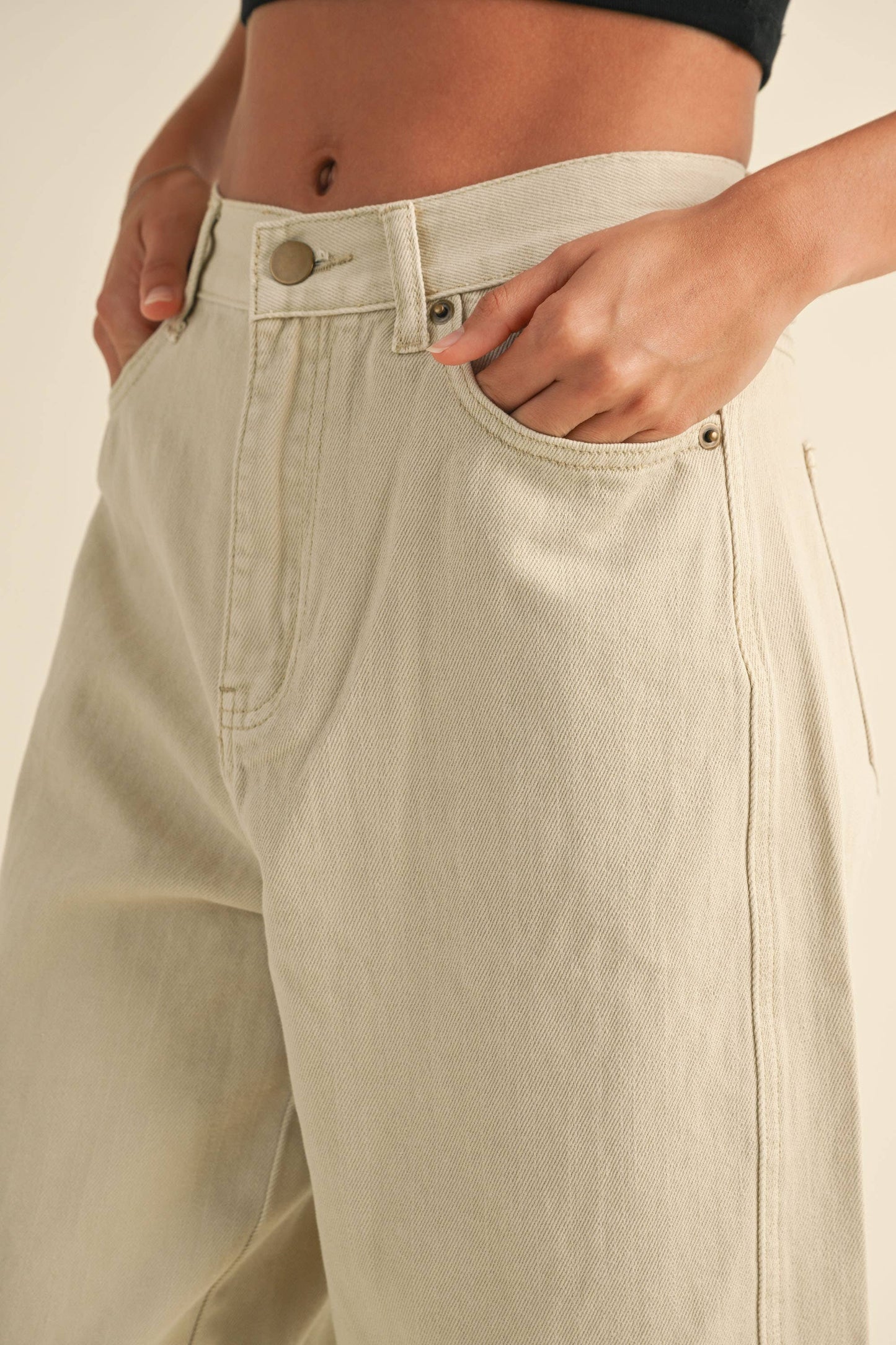 Washed Barrel Pants: Beige