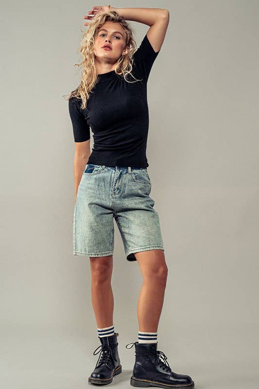 Classic Slim Knit Top: BLACK