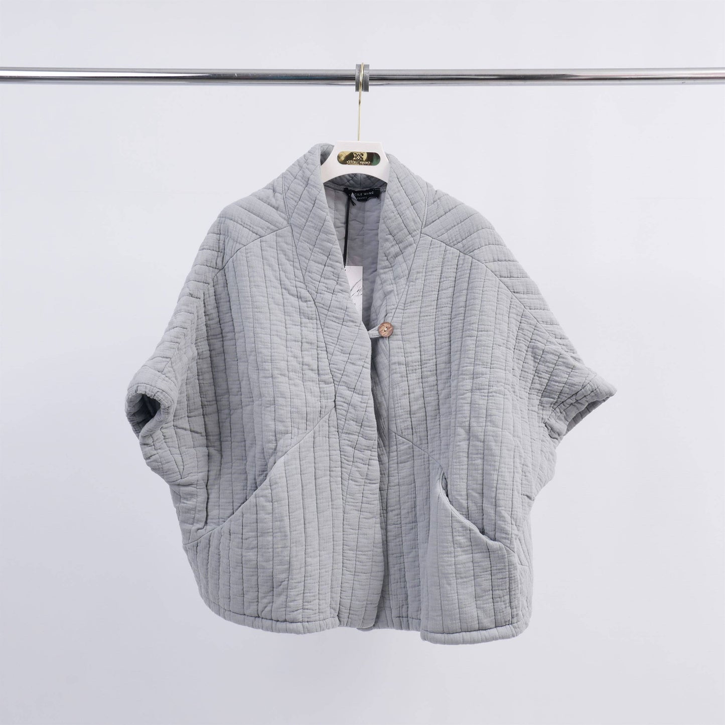 quilted sleeveless vest: Grey