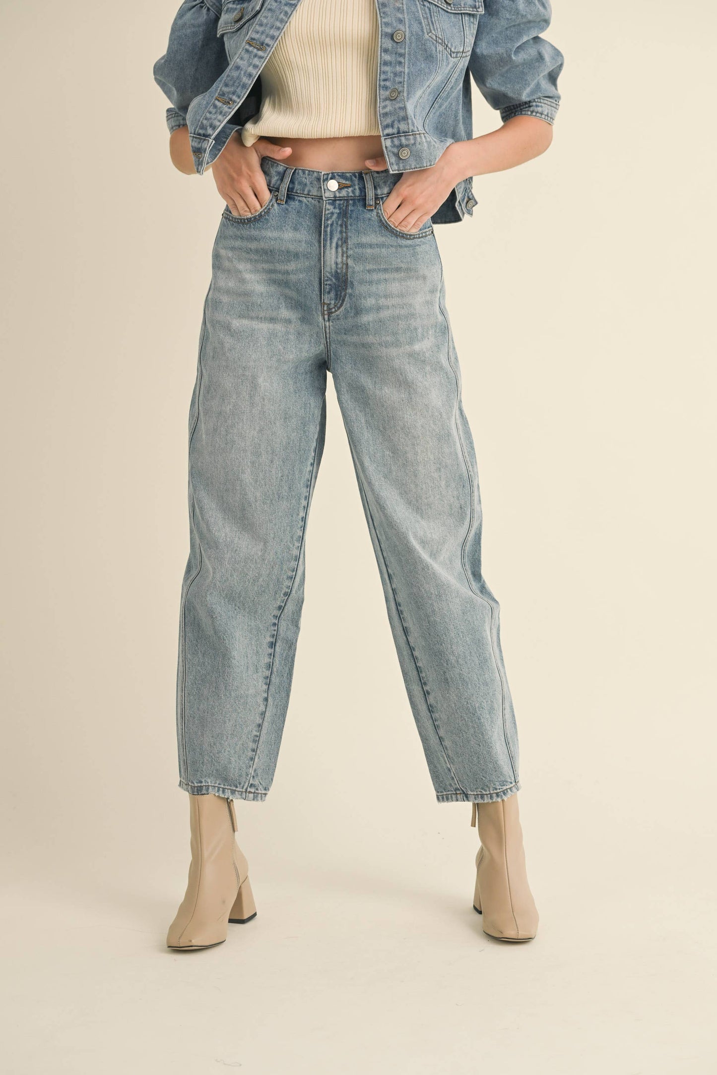 Denim Barrel Pants