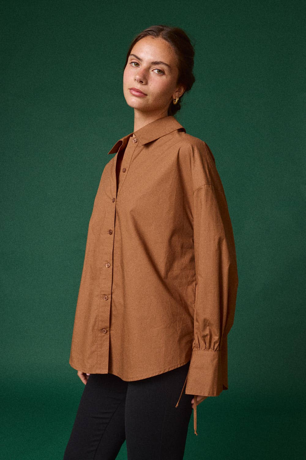 Ruched Drawstring Oversized Shirt: White