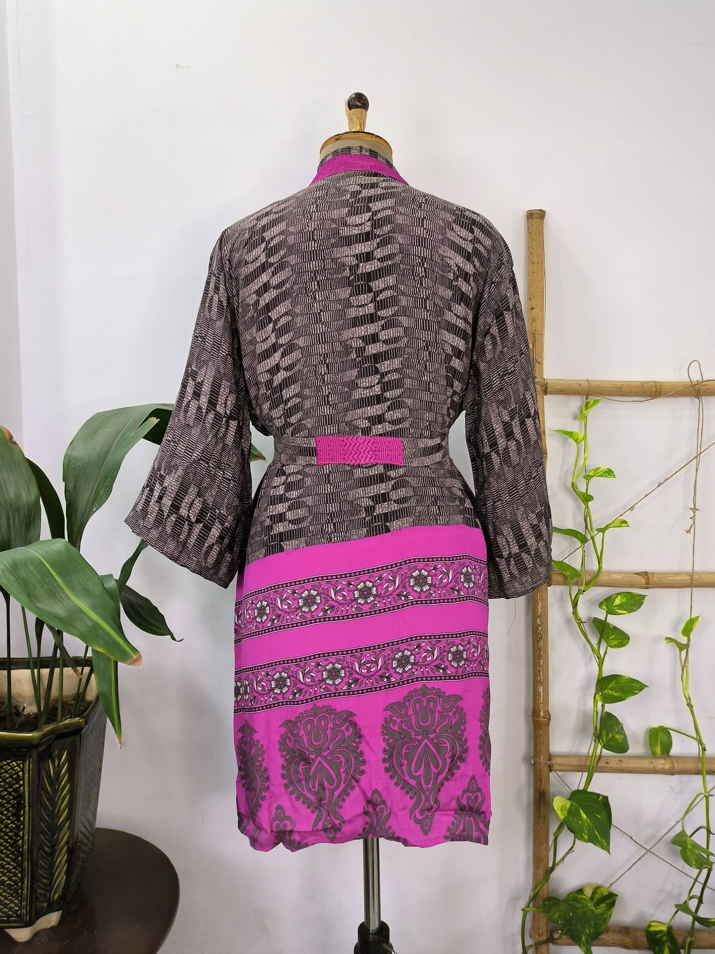 Short Silk Kimono House Robe