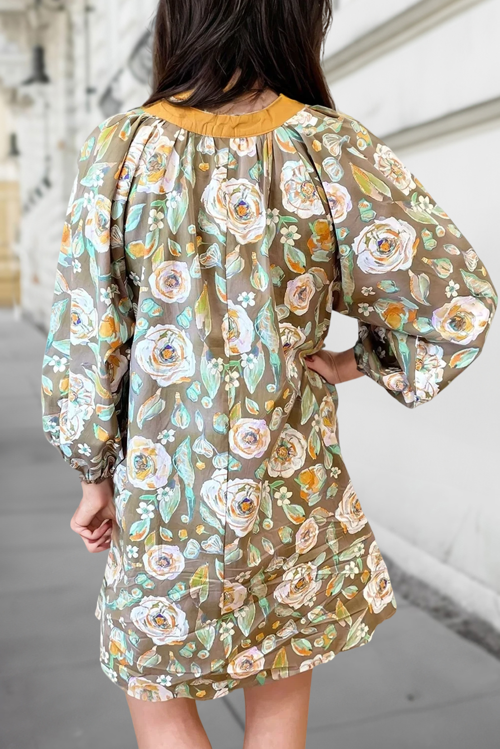 Floral Long Sleeve Mini Dress