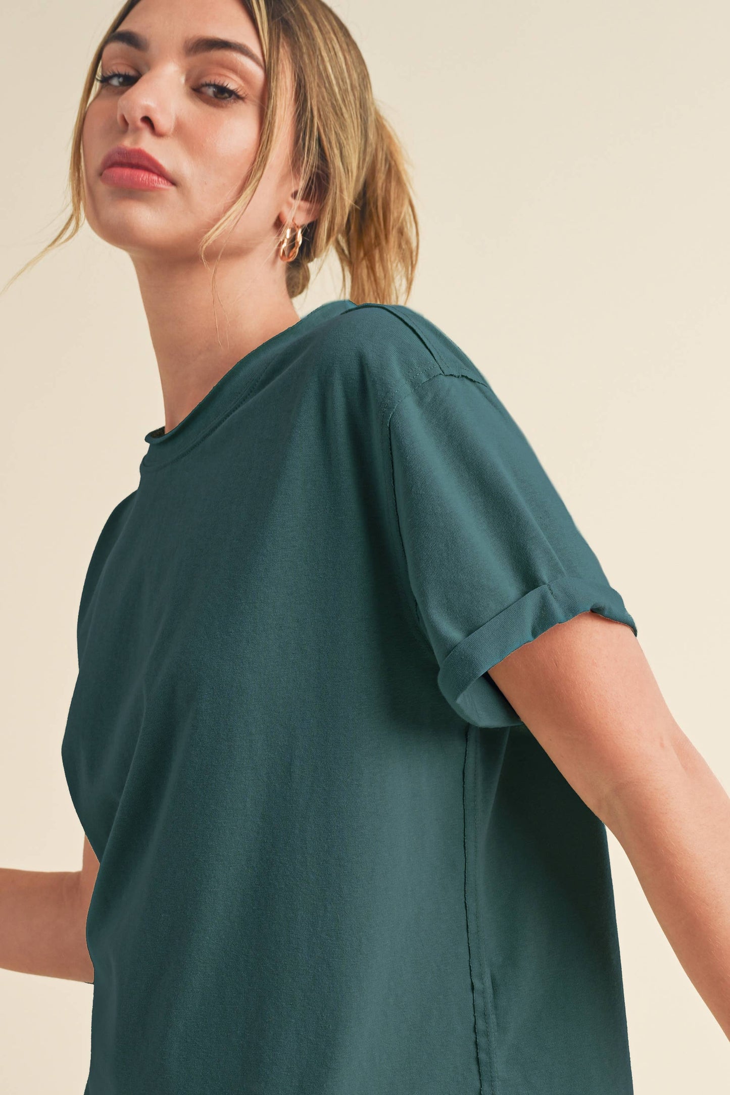 Mali Baby Tee Short Sleeve Top: Teal
