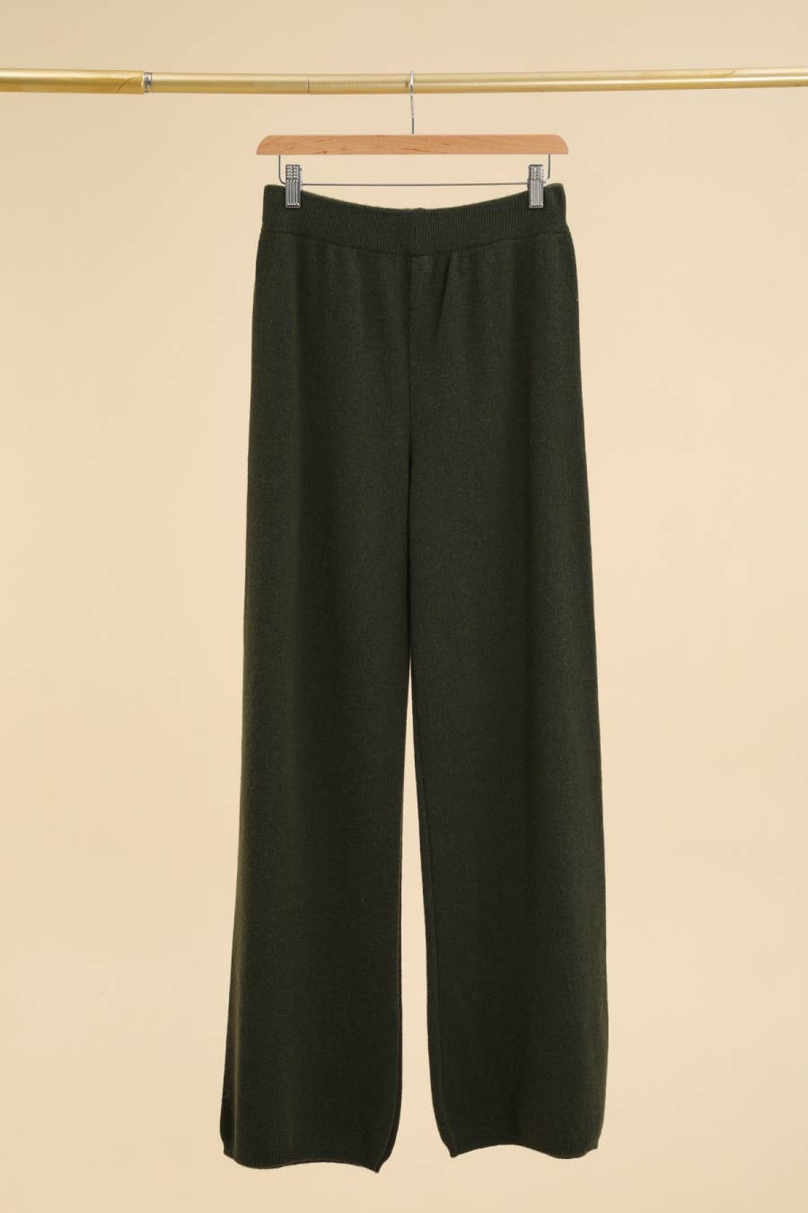 STRAIGHT CUT CASHMERE AND WOOL PANTS: Black