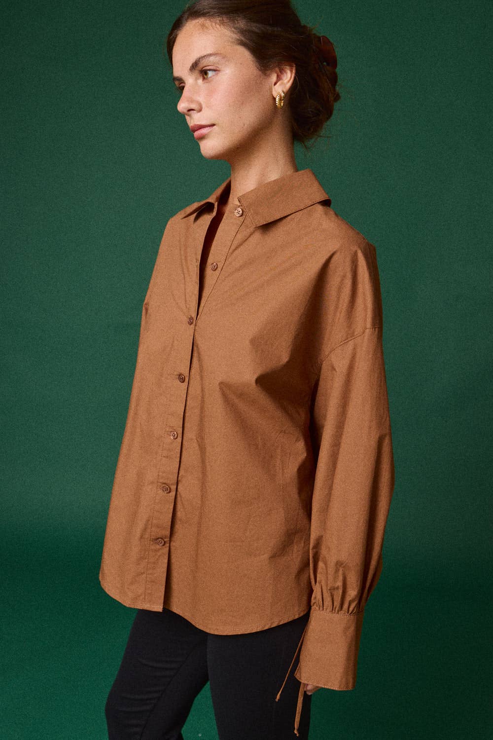 Oversized Button Down Shirt: Brown