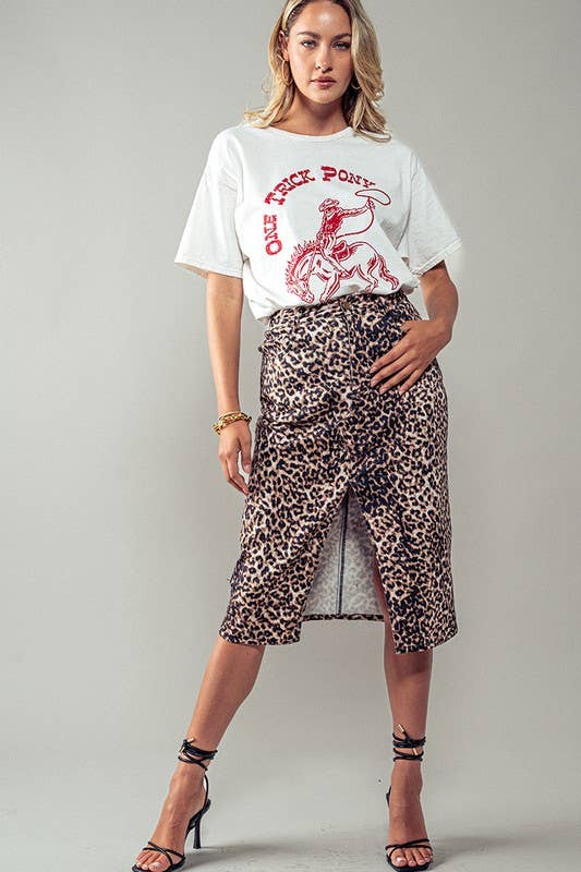 Savannah Leopard Midi Skirt: LEOPARD