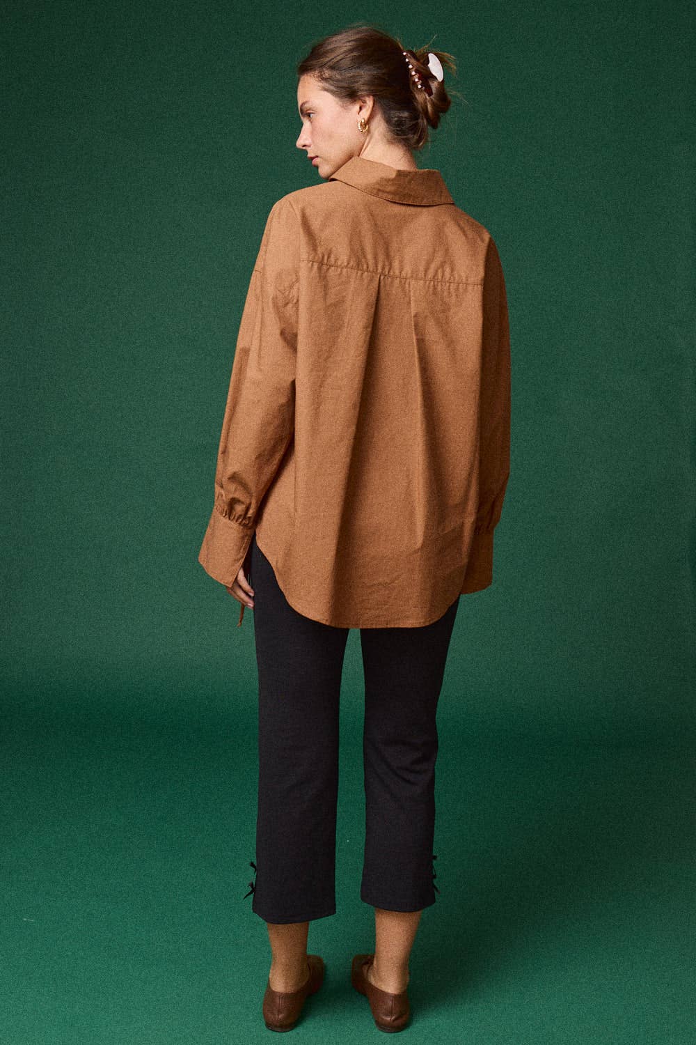 Oversized Button Down Shirt: Brown