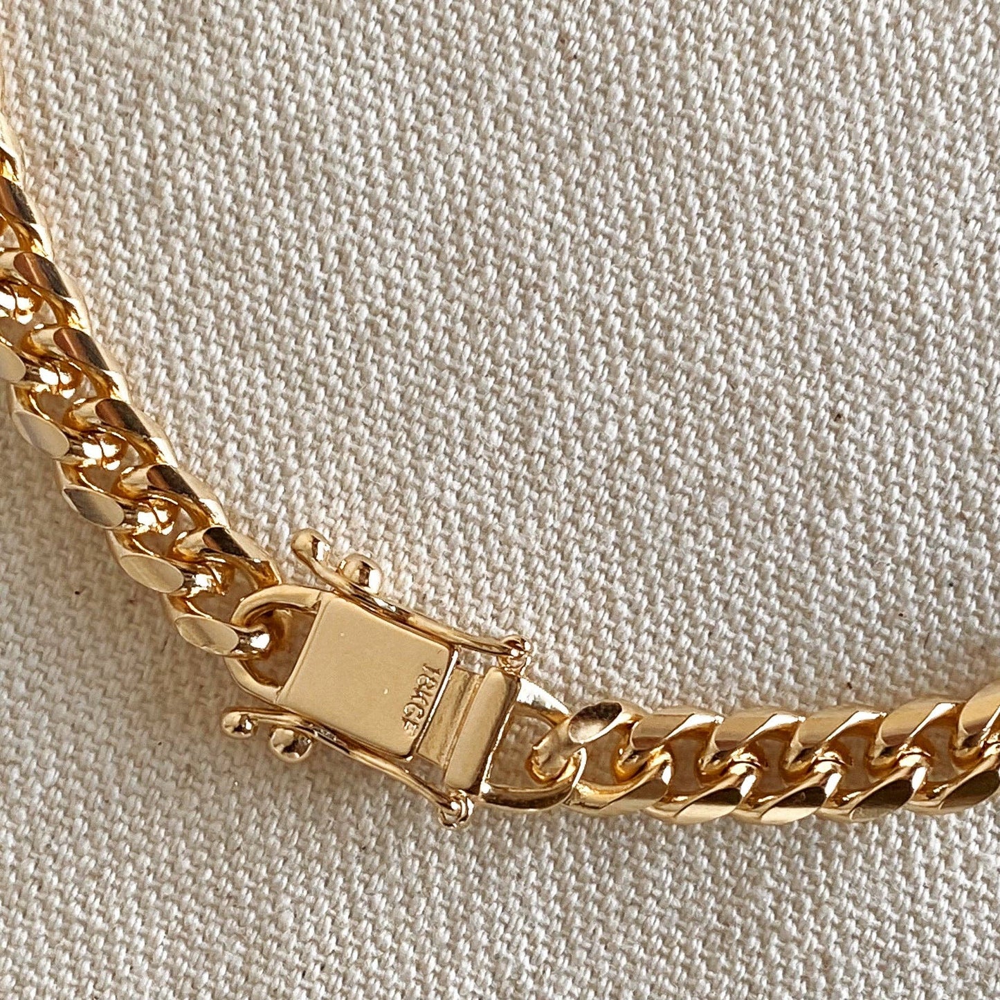 18k Gold Filled Chunky Cuban Bracelet Featuring Box Lock Clasp: 7 inches