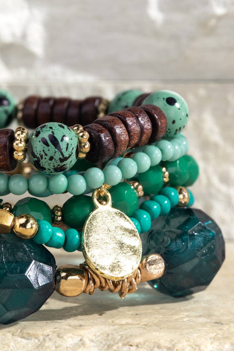 6 Layered Boho Multi Layered Bracelet: Deep Sea Blue