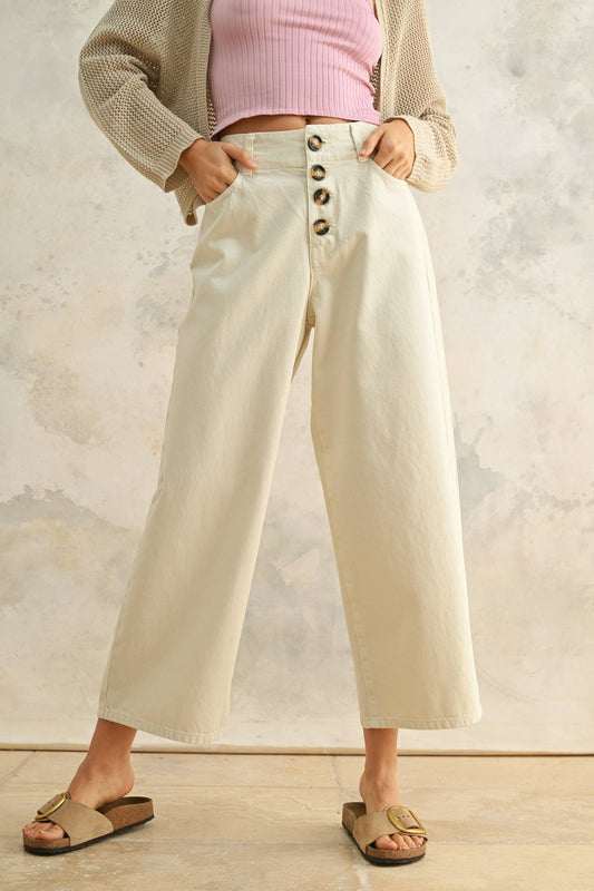 Button Front Detail Pants
