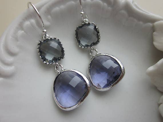 Tanzanite Earrings Purple Charcoal