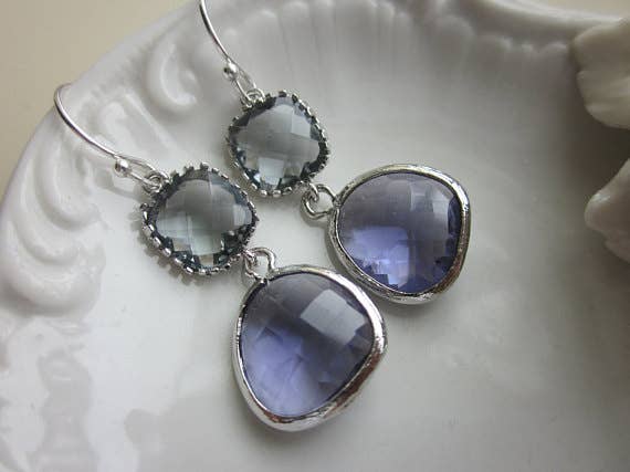 Tanzanite Earrings Purple Charcoal