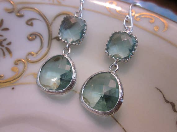 Prasiolite Silver Light Green Earrings