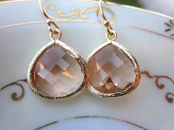 Large Champagne Blush Earrings Gold