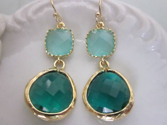 Emerald Green Earrings Aqua Mint