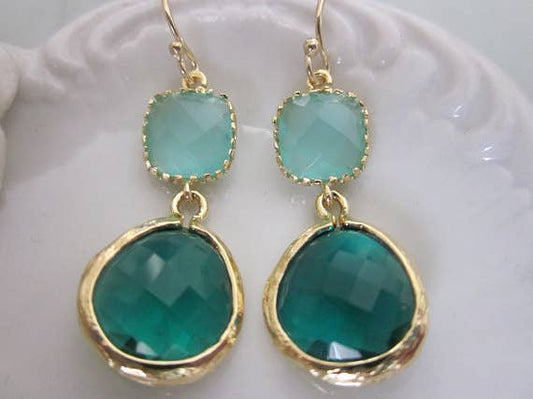 Emerald Green Earrings Aqua Mint