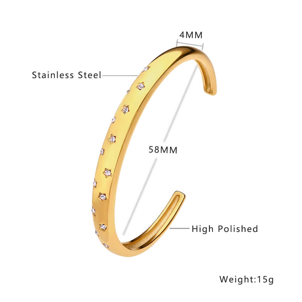 Multi Style 18K Gold Plated Stainless Steel Cuff Bangles