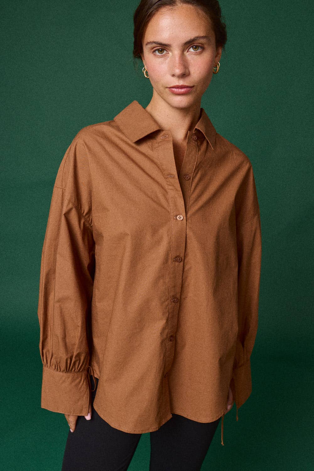 Ruched Drawstring Oversized Shirt: White