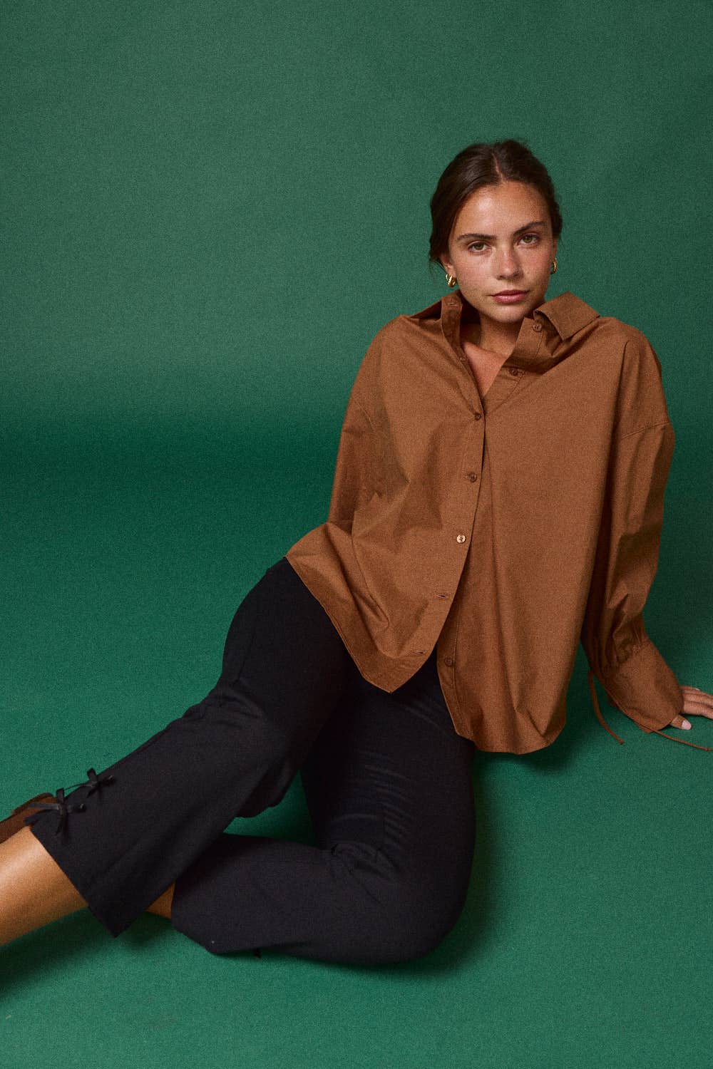 Ruched Drawstring Oversized Shirt: White