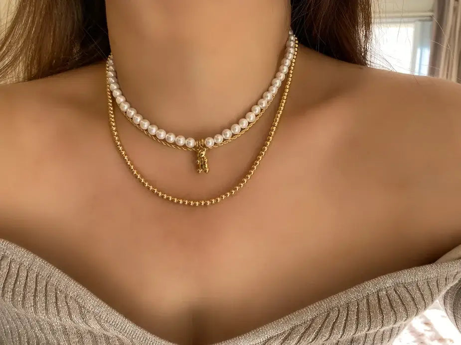 18k Gold Filled beaded layering necklace