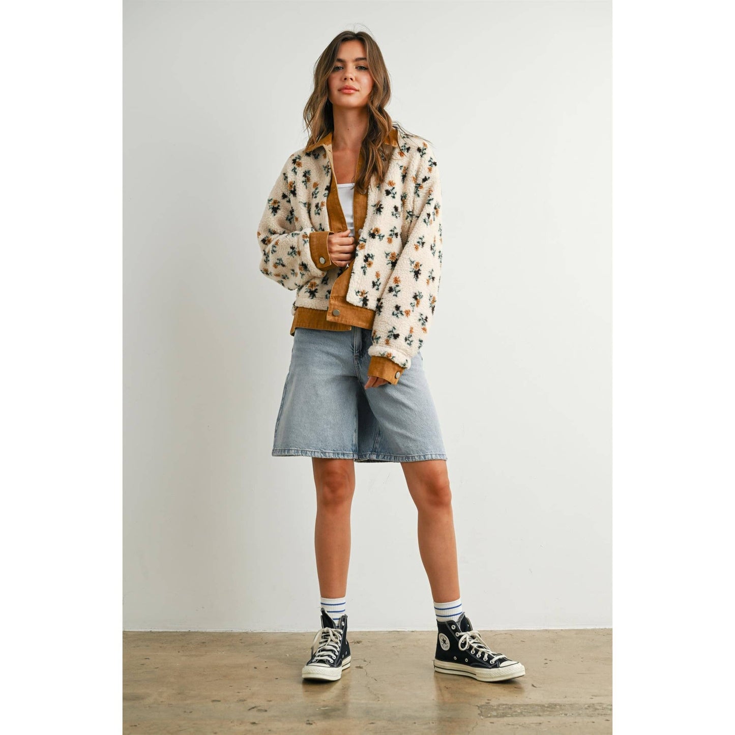 Floral  Collared Button Down Jacket