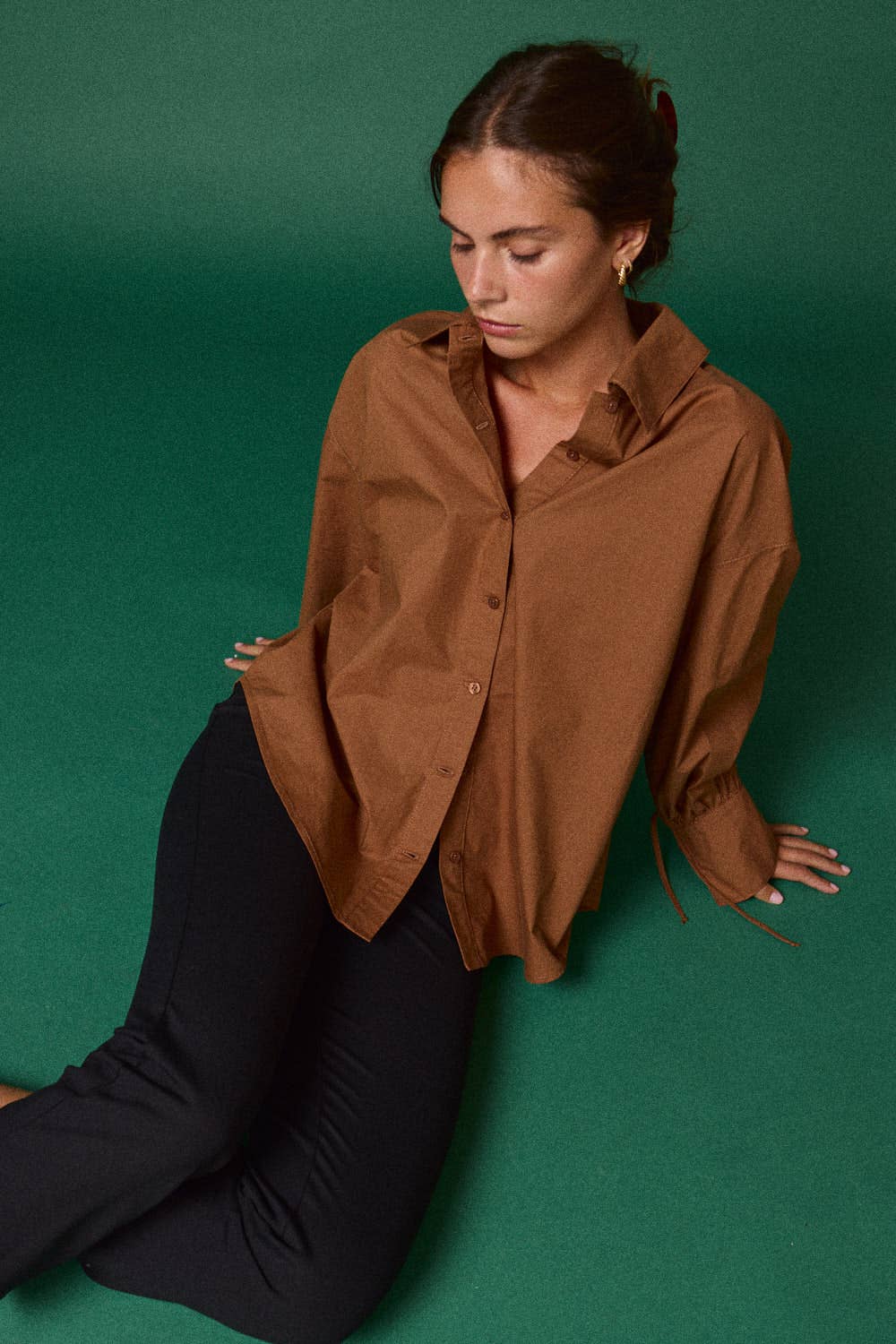 Ruched Drawstring Oversized Shirt: White