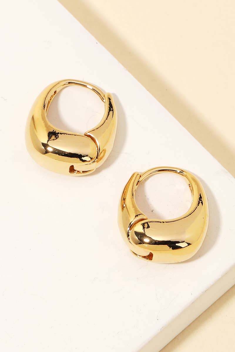 Rounded Rectangular Hoop Drop Earrings