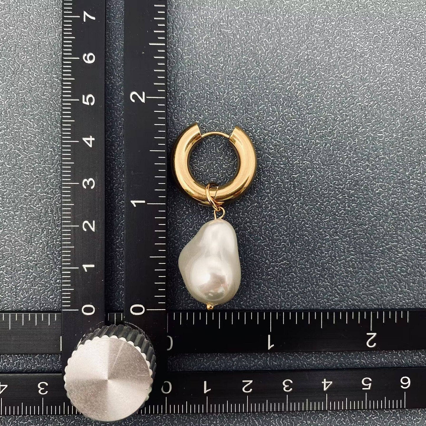 Pearl Charm pendant 18K Stainless Steel Huggie Earrings