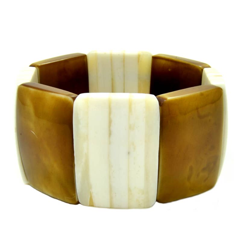 Natural Bone Squares Bracelet elastic stretch