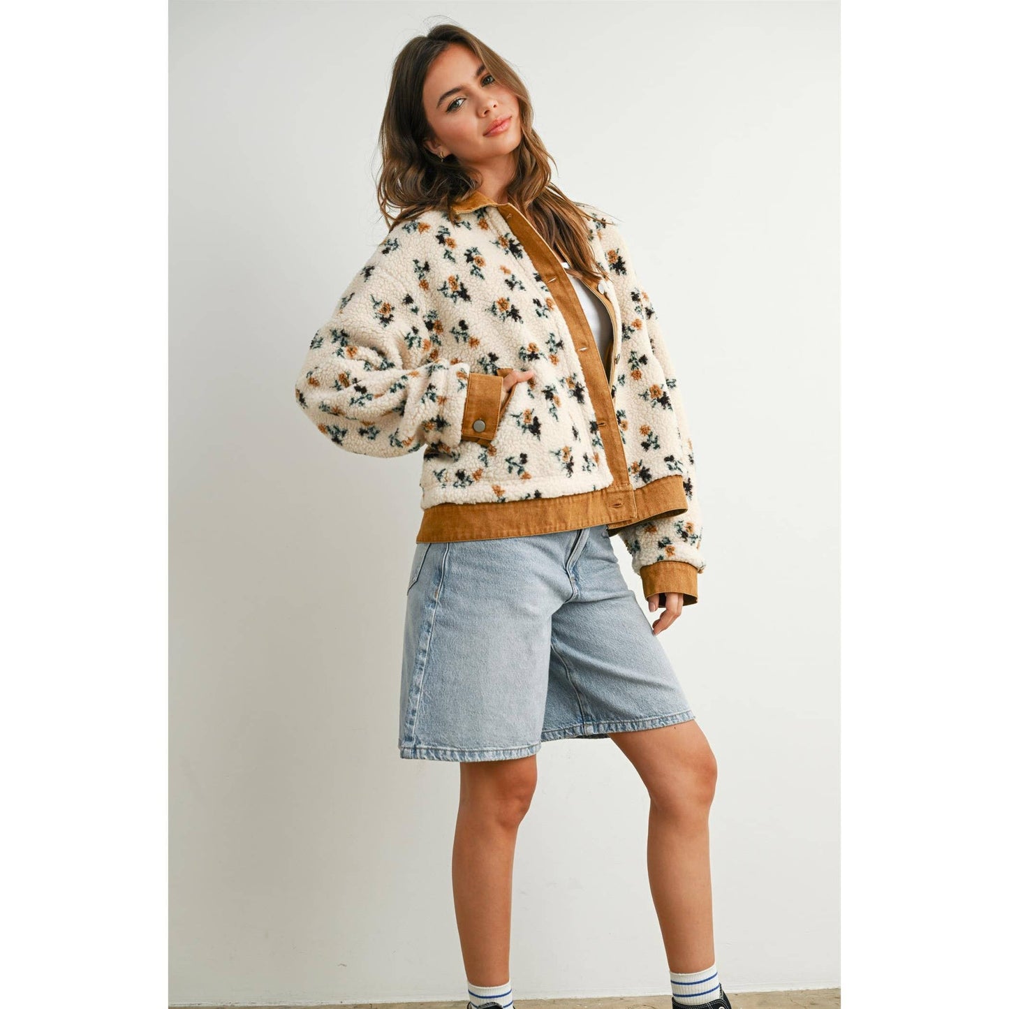 Floral  Collared Button Down Jacket