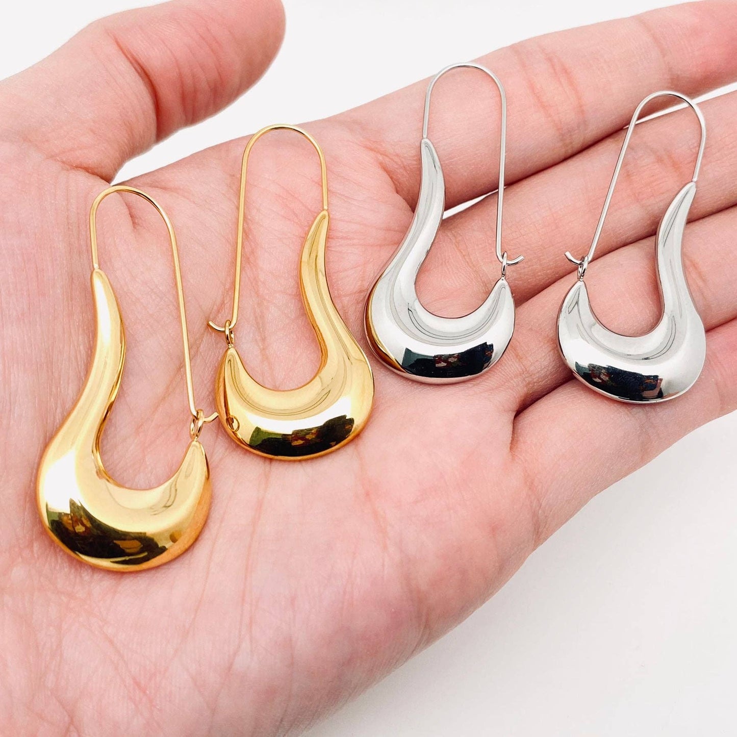 18K Gold Silver Plated Hoop Earrings