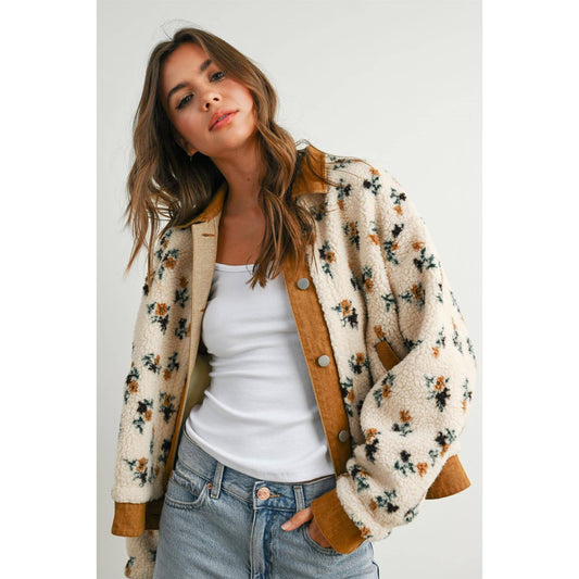 Floral  Collared Button Down Jacket