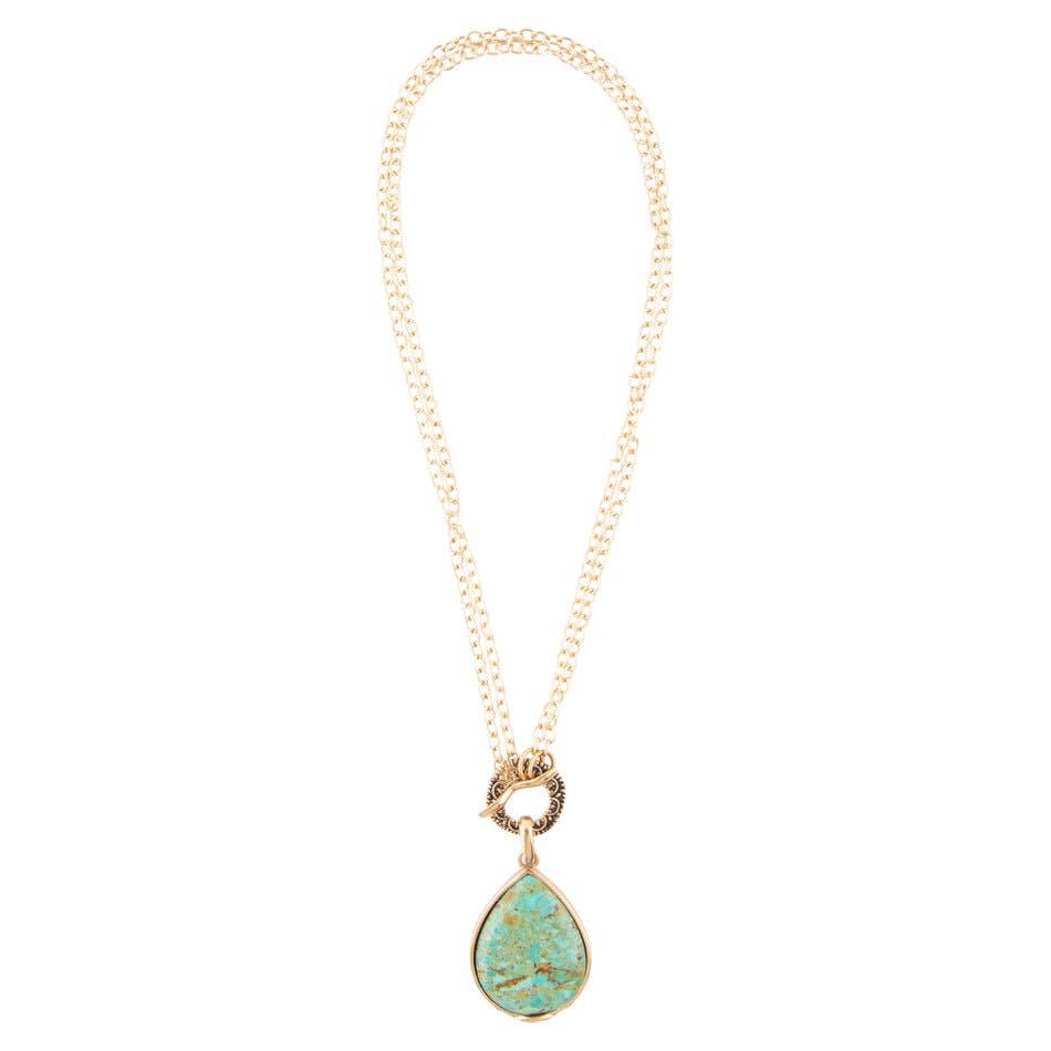 Abby Turquoise and Bronze Pendant Necklace