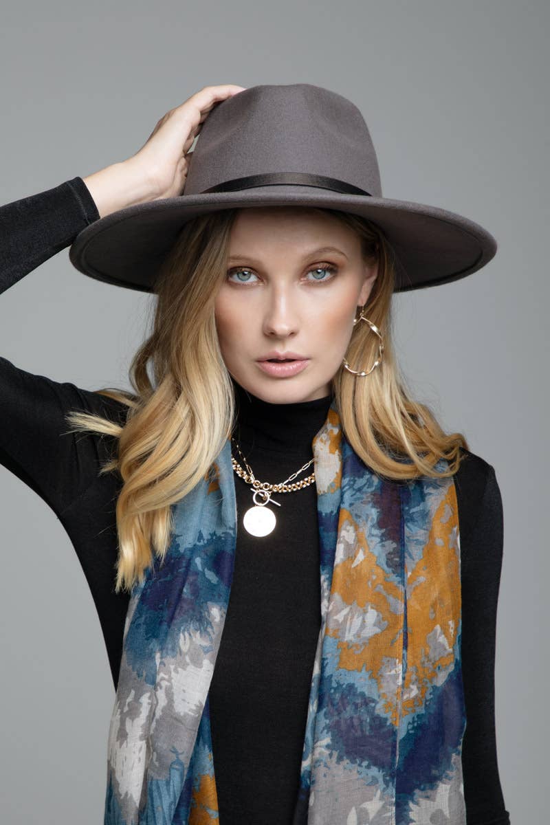 100% Wool Leather Trim Panama Hat: Pecan