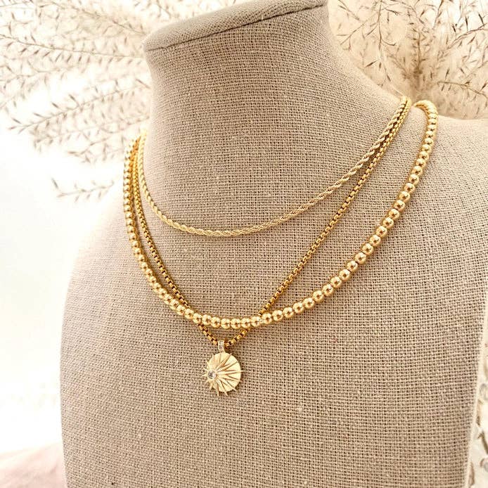 18k Gold Filled beaded layering necklace