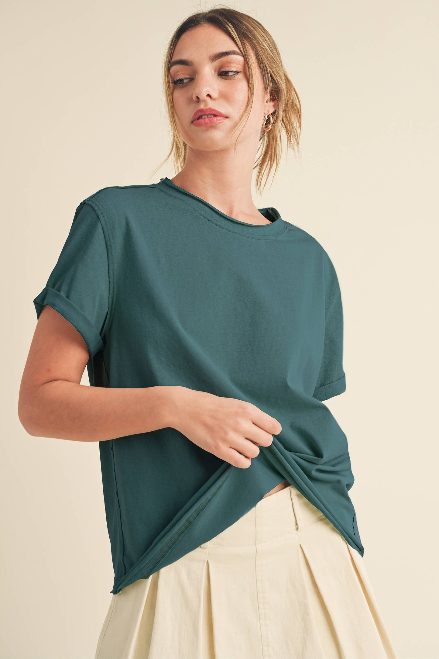 Mali Baby Tee Short Sleeve Top: Teal