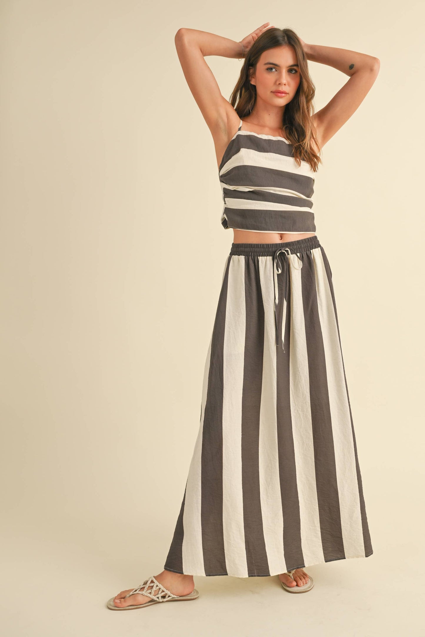 Wide Stripe Pattern Tied Shirt