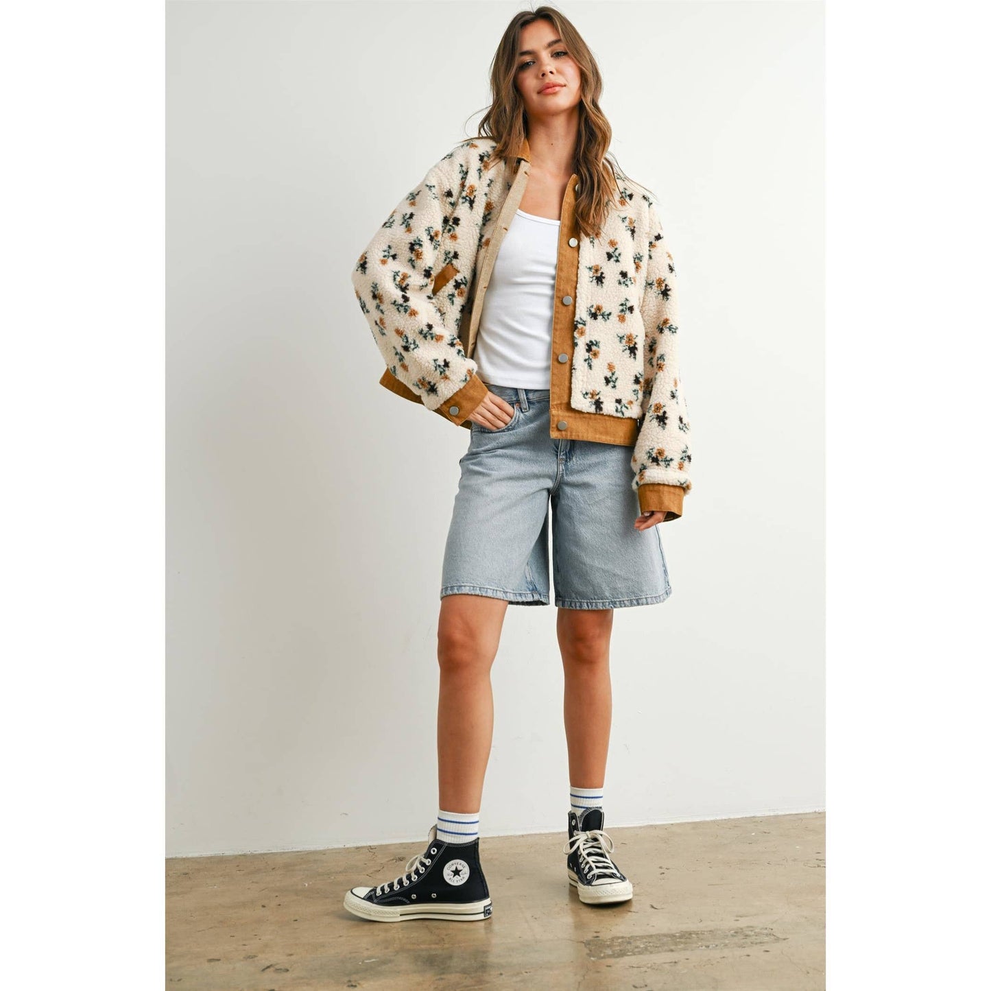 Floral  Collared Button Down Jacket