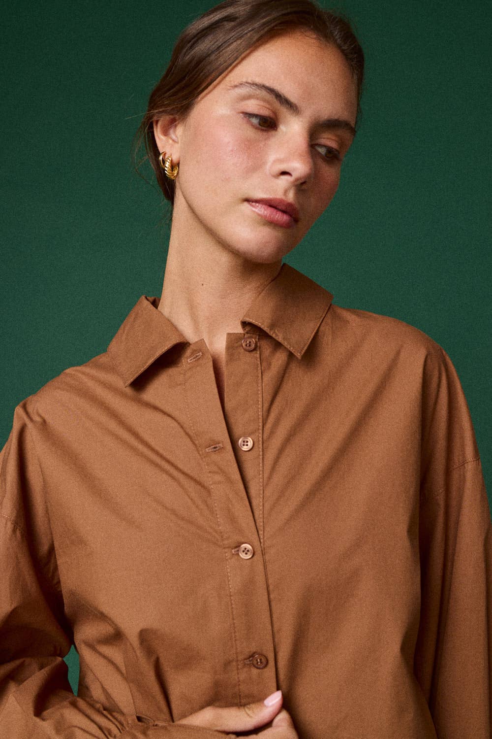 Ruched Drawstring Oversized Shirt: White